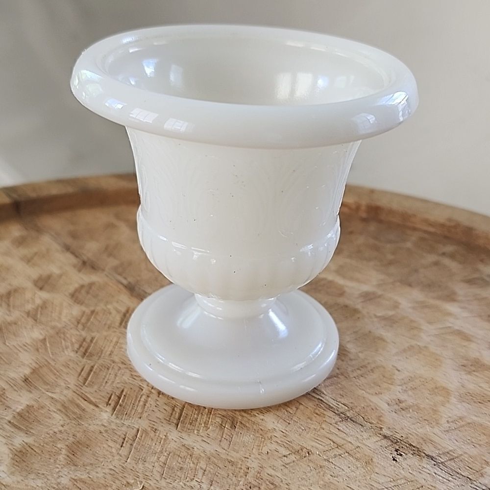 Vintage Milk Glass Akro Agate Mini Urn Shaped Custard Glass Coquette
